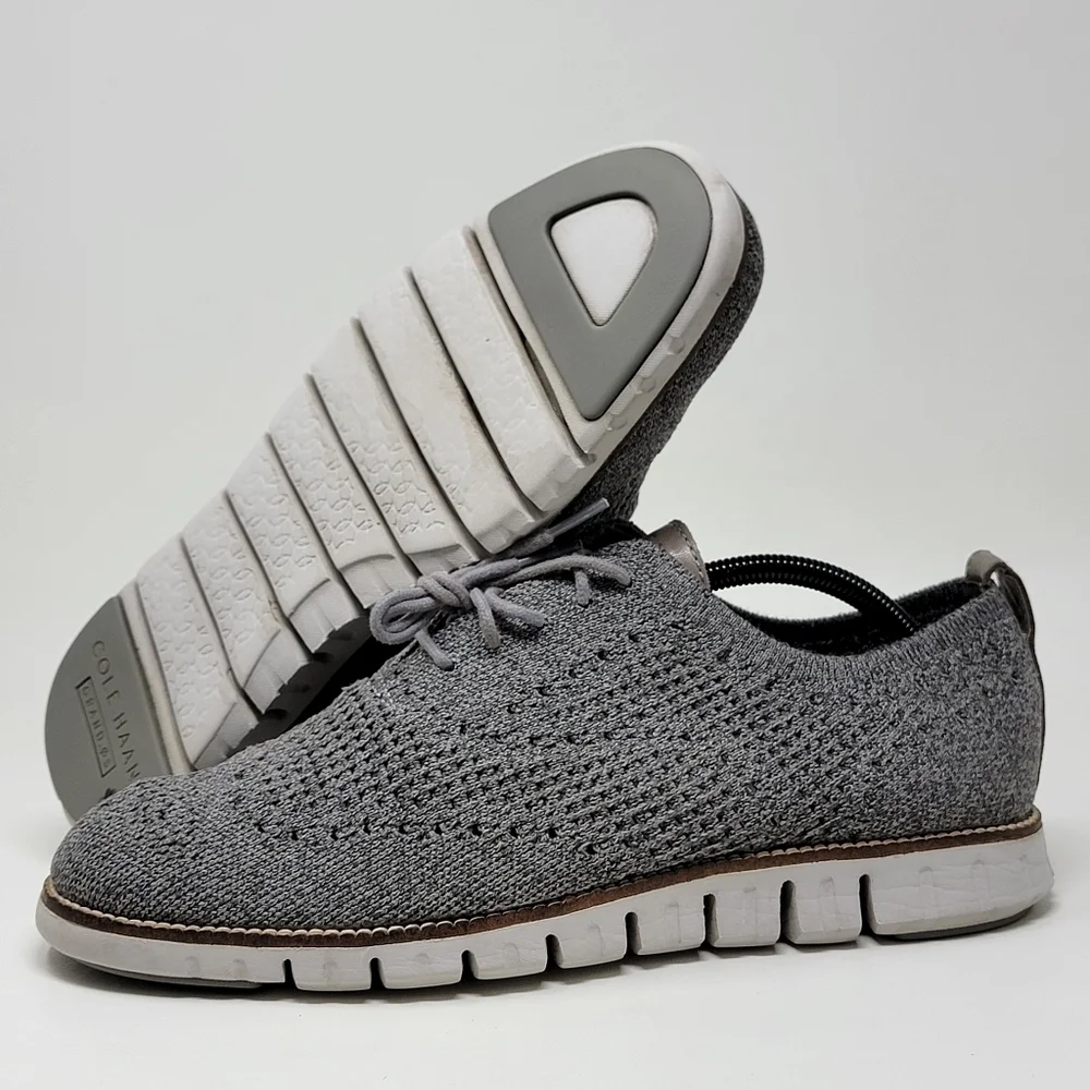 Cole Haan Zerogrand Wingtip Mens Size 10 Oxford Shoes Heather Gray Knit C32151